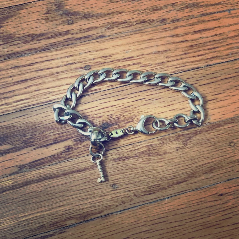 Fossil gold charm bracelet ~ chain link bracelet
